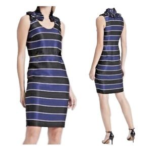 Banana Republic Black and Blue Striped Ruffle Dress